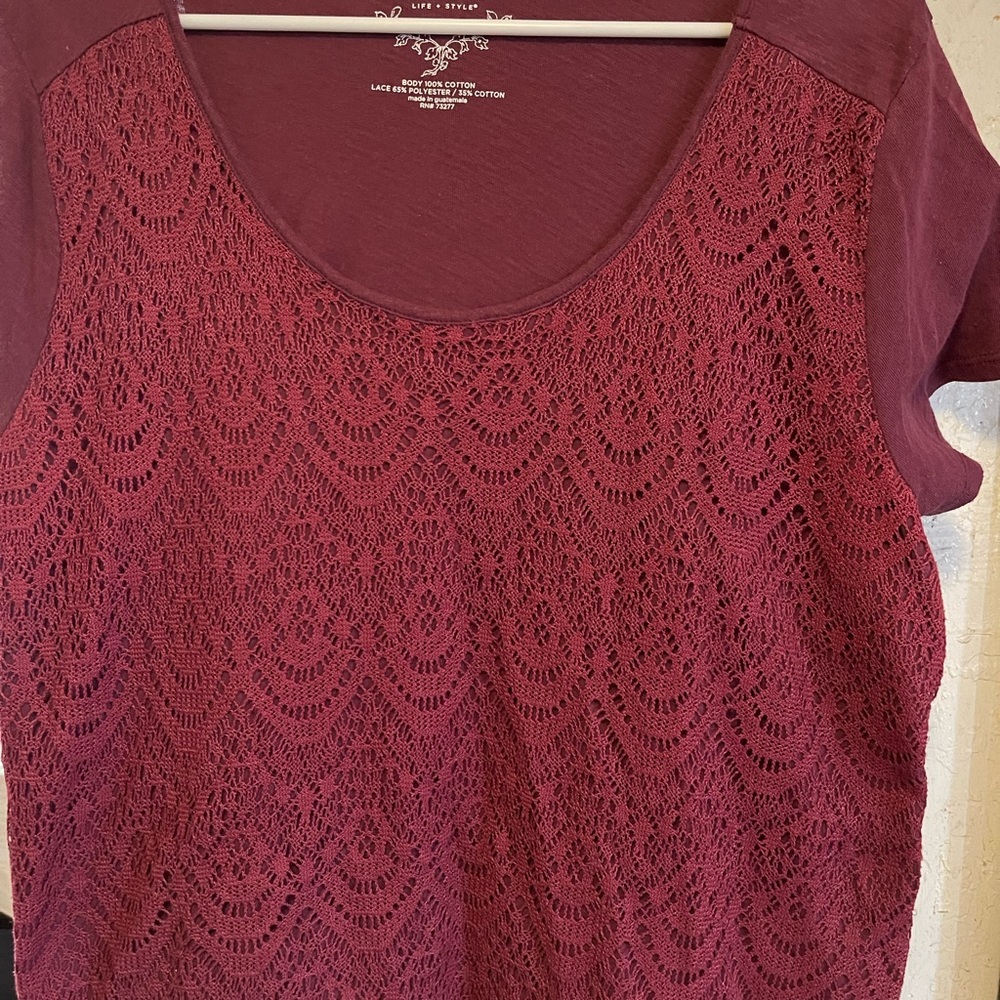 Sonoma XL crochet front burgundy top